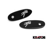 Krator® Mirror Block Off Base Plates Logo Engraved Black For 2007 2008 Suzuki Hayabusa GSX1300R