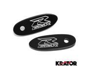 Krator® Mirror Block Off Base Plates Logo Engraved Black For 1991 1999 Suzuki GSXR 750 GSX R750