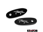 Krator® Mirror Block Off Base Plates Logo Engraved Black For 2007 2012 Honda CBR 600RR CBR600RR