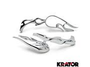 Krator® Flame Custom Chrome Motorcycle Rear View Mirrors For Kawasaki KZ 400 650 750 1000 1100 1300