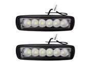 2pcs Auto 6.3 18W Flood LED Work Light Bar Off Road Driving Waterproof for Jeep Cabin Boat Ship SUV Truck Car ATVS Fishing Deck Mining Black