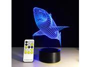 Shark 3D Touch and Remote control Light 7 Colors Change Touch Button Creative Design Night Lamp Amazing Illusion Decoration Household USB Lights
