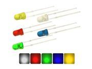 100pcs lot 5 Colors F3 F5 3mm 5MM Red Green Yellow Blue White Diffused Round DIP Light Emitting Diode LED Lamp Light