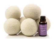 6 XL Wool Dryer Balls by Kassa Handmade New Zealand Felt Wool with Pure Essential Lavender Oil 30 mL Natural Fabric Softener Ball for Laundry Dryer Static