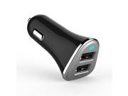 5V 3.1A Car Charger Dual Port Rapid USB For iPhones Samsung Tablets Smartphones Black