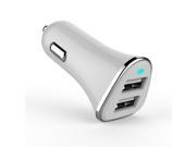 5V 3.1A Car Charger Dual Port Rapid USB For iPhones Samsung Tablets Smartphones White
