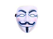 EL Wire V for Vendetta Guy Fawkes Masquerades Mask for Halloween Cosplay Party BLUE