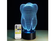 Acrylic Tooth Shape 3D Visual Touch and Remote Control Table Desk Night Light Lamp With 15 Keys Remote Controller