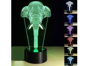 Colorful Elephant Shape 3D Table Desk Night Light Lamp Touch Remote Control Light 7 Colors Change