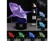 3D 7 Color Gradual Changing Shark Optical Illusion LED Lamp With 15 Keys Remote Controller