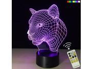 3D 7 Color Gradual Changing Leopard Head Shape Visual Touch Remote Table Desk Night Light Lamp With 15 Keys Remote Controller