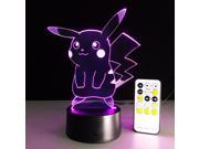 Pikachu 3D 7 Color Gradual Changing Touch Remote Illusion Table Desk Night Light Lamp with 15 keys remote controller