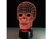 Skull Head Touch Remote 3D 7 Color Gradual Changing Illusion Table Desk Night Light Lamp