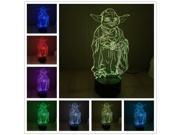 7 Colors changing 3D Master Yoda Touch Remote Illusion Table Desk Night Light Lamp