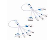 2 Packs Premium 4 in 1 Multiple USB Charging Cable Adapter for iPhone 6 5 4 iPad 4 3 2 Air Galaxy S4 S5