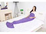 Soft Handmade Knitted Mermaid Tail Blanket Lovely Warm Sofa TV Blankets Costume 180X90CM Sleeping Bag purple