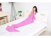 Soft Handmade Knitted Mermaid Tail Blanket Lovely Warm Sofa TV Blankets Costume 180X90CM Sleeping Bag pink