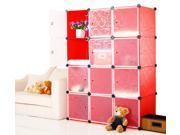 4 tier Storage Cube Closet Organizer Shelf 12 Cube Cabinet Bookcase red