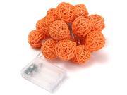 Rattan Ball Battery Operated LED Christmas String Lights 2 Work Modes 20pcs Balls for Christmas Holiday Party Event Decorative Lighting orange