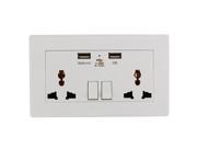 Universal Electric Wall Socket Outlet With Dual Plug USB Charger Switches LED Indicator Light 2100mA
