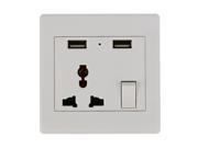 Universal Dual 2 USB Electric Wall Power Socket Outlet Adapter Plug Plate 2100mA