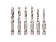 6pcs High Speed Steel Combined Tap Drill HSS Drill Tap Countersink Set Deburr Bit1 4 Hex Quick Change Tapping Drill Bits Kit