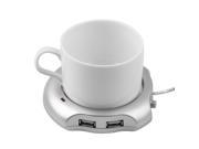 Beverage Cup Silver 4 Port USB Hub Tea Coffee Electric Warmer Heater