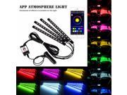 4pcs Bluetooth Phone Control Car Interior RGB Strip Light Flexible Atmosphere Lamp Kit Foot Lamp Decorative Android iOS Control