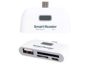 4 in 1 USB 2.0 SD Smart Card Reader Usb SD Card Adapter TF OTG Card Reader With Micro USB Charge Port For PC White