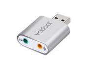 USB Aluminum Alloy Slim Virtual 7.1 Channel Audio Sound Card Adapter Silver Color