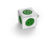 PowerCube Surge Protector Wall Adapter Power Strip with 5 outlets and Resettable Fuse Kelly Green
