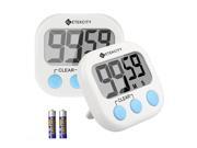 2 Pack Digital Kitchen Timer Large LCD Display Battery Included White
