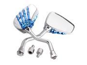 8MM 10MM Universal Motorcycle Mirror Chrome Blue Skeleton Skull Hand Claw Rearview Mirror Scooter Modification For Harley Honda