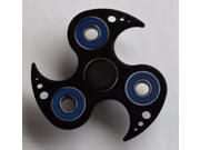 EDC Fidget Hand Spinner Toy 3D Printed Black with Blue Bearings