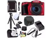 Canon PowerShot SX400 IS Digital Camera Red International Model No Warranty NB 11L Battery External Charger 32GB SDHC Card Case Mini Flexible Trip