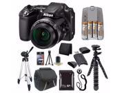 Nikon COOLPIX L840 Digital Camera Black International Model No Warranty 4 AA Pack NiMH Rechargeable Batteries and Charger 64GB SDXC Card Case Tripod