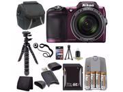Nikon COOLPIX L840 Digital Camera Purple International Model No Warranty 4 AA Pack NiMH Rechargeable Batteries and Charger 32GB SDHC Card Case Mini