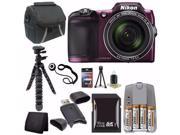 Nikon COOLPIX L840 Digital Camera Purple International Version No Warranty 4 AA Pack NiMH Rechargeable Batteries and Charger 16GB SDHC Card Case M