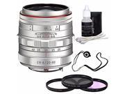 Pentax HD Pentax DA 20 40mm f 2.8 4 ED Limited DC WR Lens Silver 3 Piece Filter Kit Deluxe 3pc Lens Cleaning Kit Lens Cap Keeper 6AVE Bundle