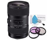 Sigma 18 35mm f 1.8 DC HSM Art Lens for Canon International Model 72mm 3 Piece Filter Kit Deluxe Cleaning Kit Bundle
