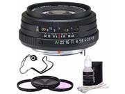 Pentax SMCP FA 43mm f 1.9 Limited Series Autofocus Lens Black 3 Piece Filter Kit Deluxe 3pc Lens Cleaning Kit Lens Cap Keeper 6AVE Bundle