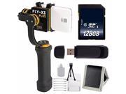ikan FLY X3 Plus 3 Axis Smartphone Gimbal Stabilizer with GoPro Mount 128GB SDXC Class 10 Memory Card SD Card USB Reader Memory Card Wallet Deluxe Start