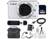 Canon EOS M10 Mirrorless Digital Camera Body Only White International Model 64GB Card 6AVE Bundle 1