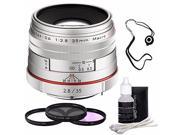 Pentax HD Pentax DA 35mm f 2.8 Macro Limited Lens Silver 3 Piece Filter Kit Deluxe 3pc Lens Cleaning Kit Lens Cap Keeper 6AVE Bundle