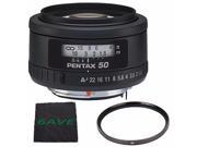 Pentax Normal SMCP FA 50mm f 1.4 Autofocus Lens UV Filter MicroFiber Cloth 6AVE Bundle