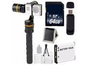 ikan 3 Axis Gimbal Stabilizer for GoPro Replacement Lithium Ion Battery 64GB SDXC Class 10 Memory Card SD Card USB Reader Memory Card Wallet Deluxe St
