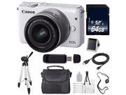 Canon EOS M10 Mirrorless Digital Camera with 15 45mm Lens White International Model 64GB SDXC Class 10 Memory Card 6AVE Bundle 185