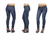 C est Toi Womens Belted Skinny Jeans Dark Wash 1
