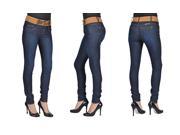C est Toi Womens 2 inch Belted Skinny Jeans Dark Wash 9