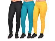 C est Toi Women s 3 pack Leggings TP1012 Black Teal Yellow M